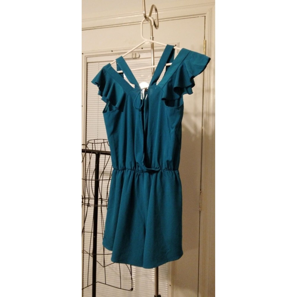 Peppermint womens teal sleeveless romper size medium. - Picture 5 of 9